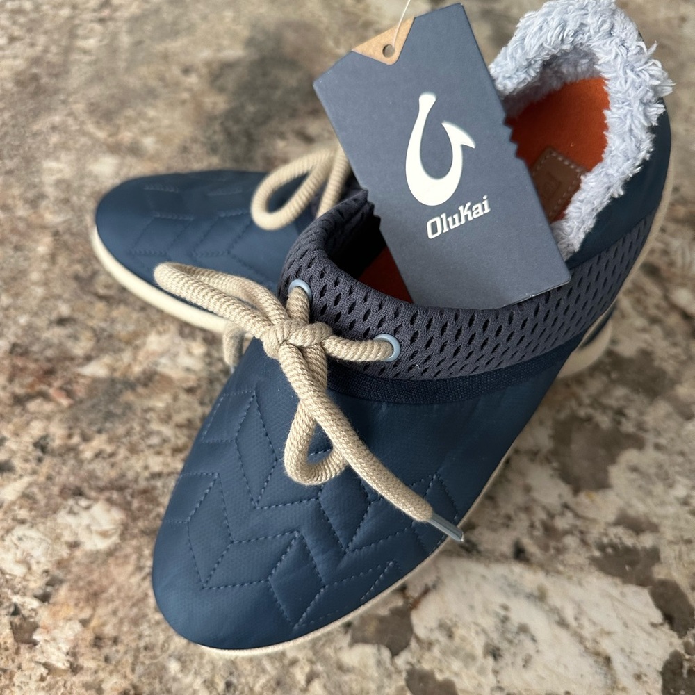 Olukai Blue Quilted Sneakers